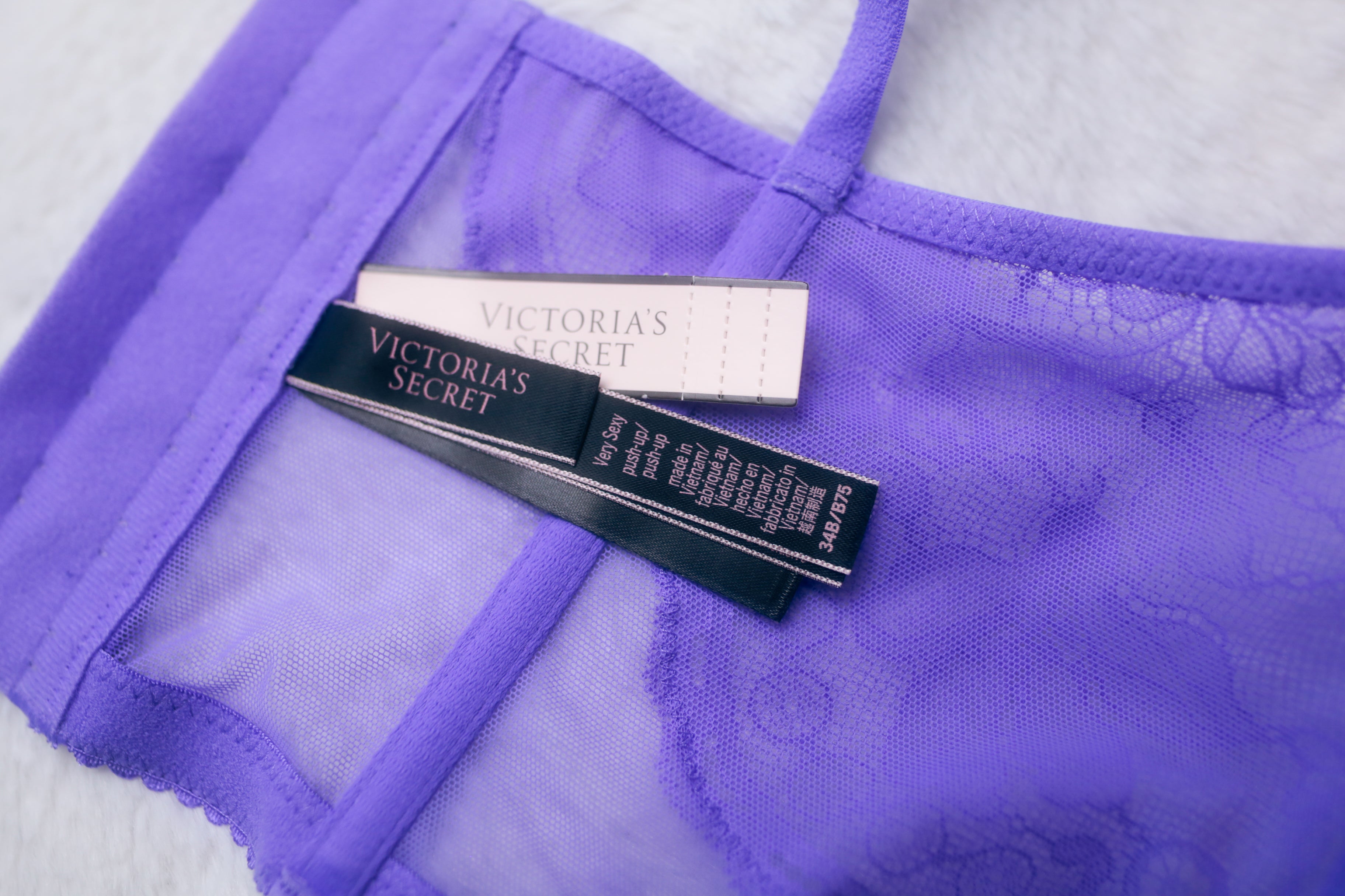 Victoria's Secret 34B Very Sexy Push-up Demi Boned Longline Bra Purple NEW