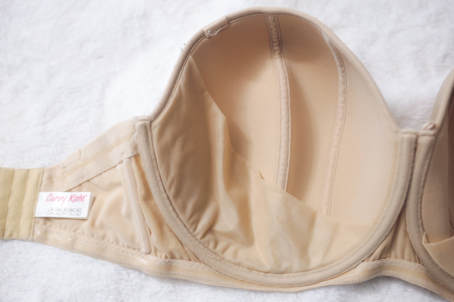 Curvy Kate 34J Luxe Lined Strapless Multiway Underwire Bra Nude