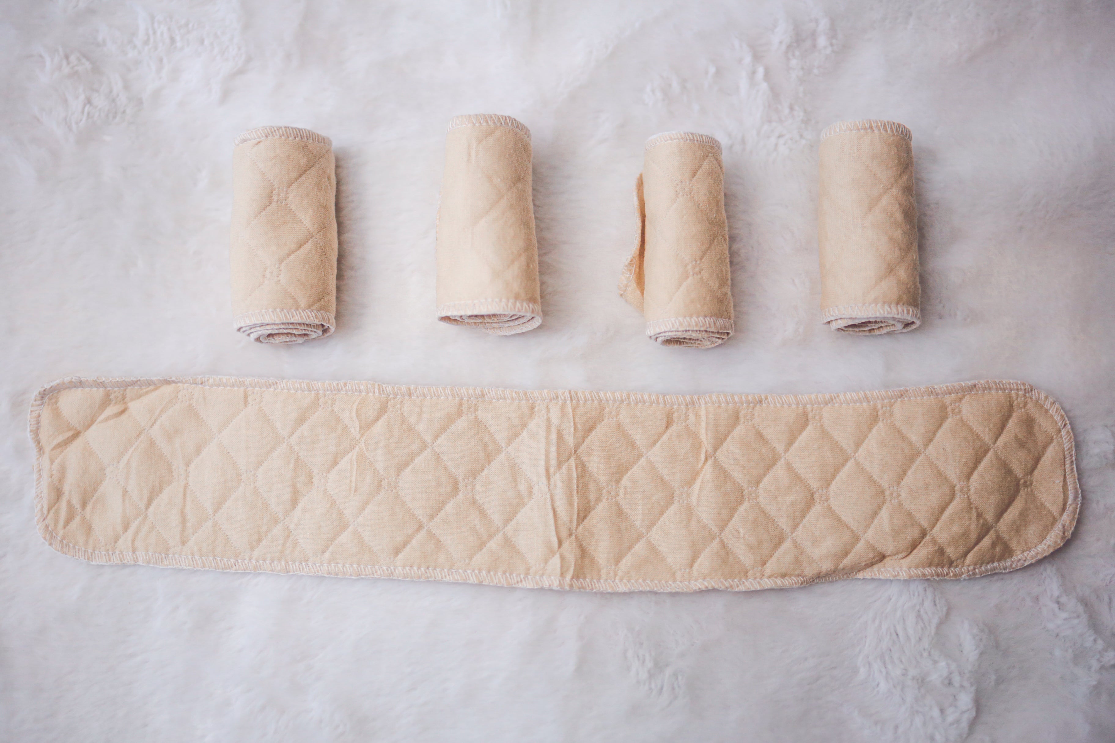 Bra Liners Sweat Absorbing Cotton Under-breast Pad 18"x3" Washable 5-pack Beige