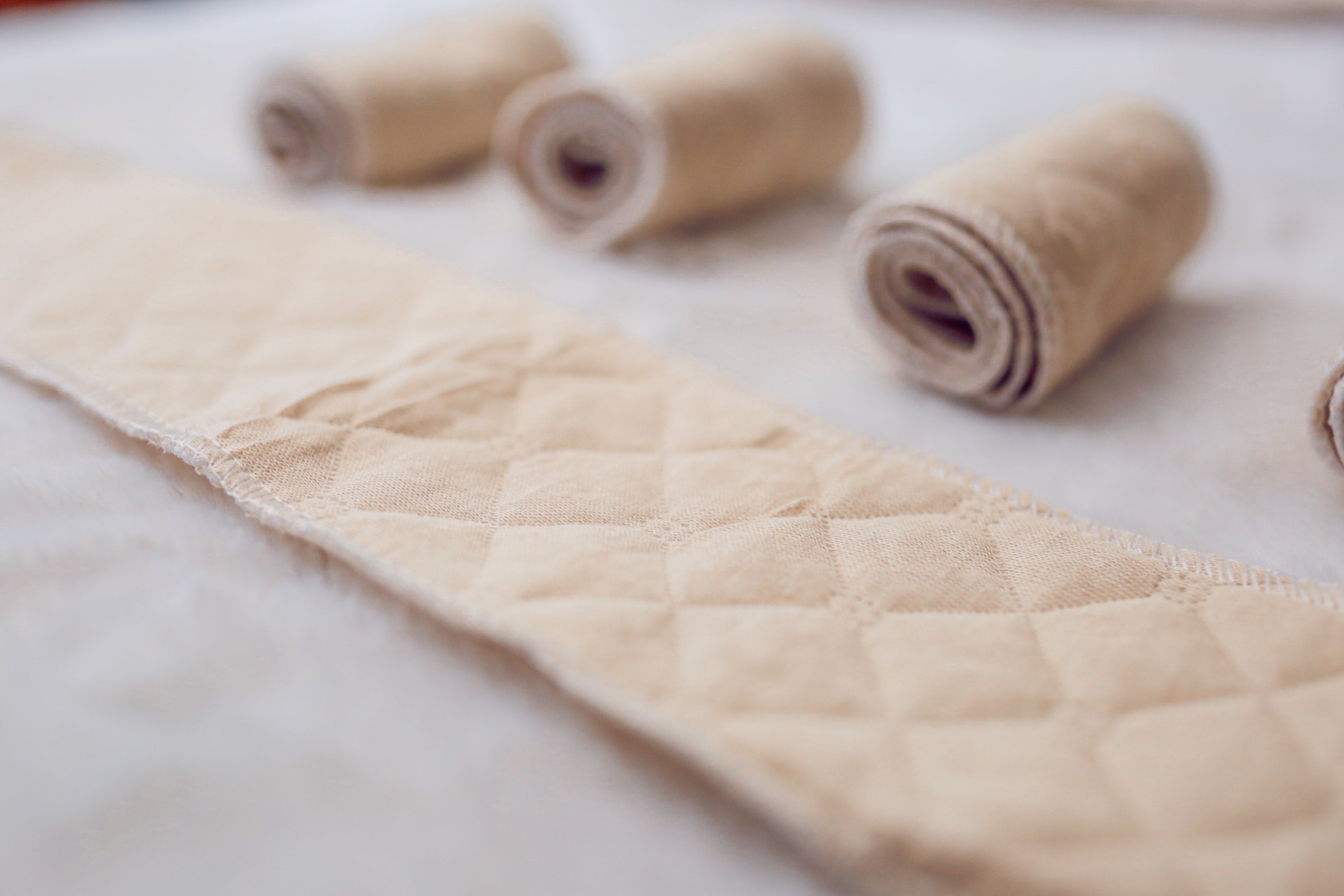 Bra Liners Sweat Absorbing Cotton Under-breast Pad 18"x3" Washable 5-pack Beige