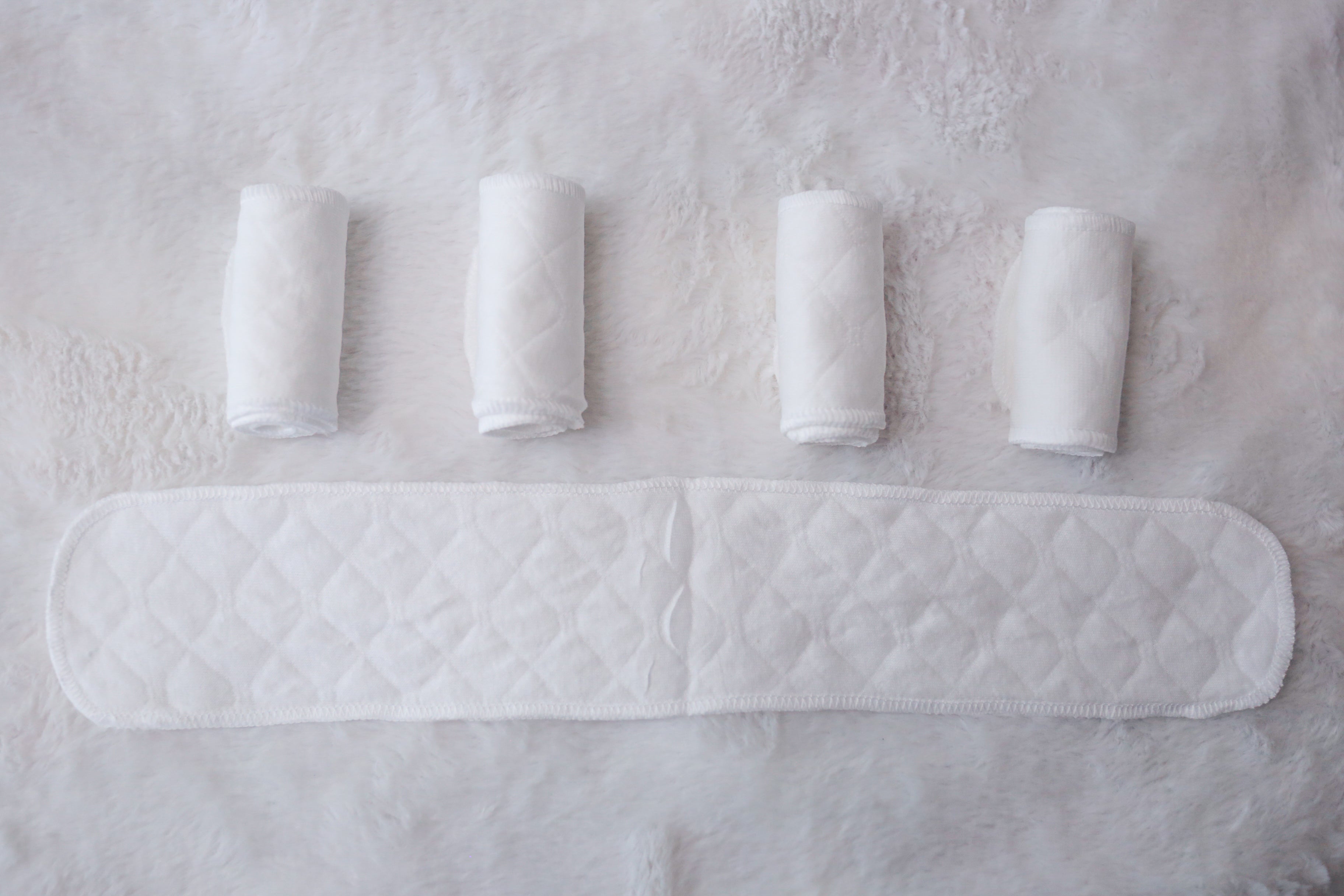 Bra Liners Sweat Absorbing Cotton Under-breast Pad 18"x3" Washable 5-pack White