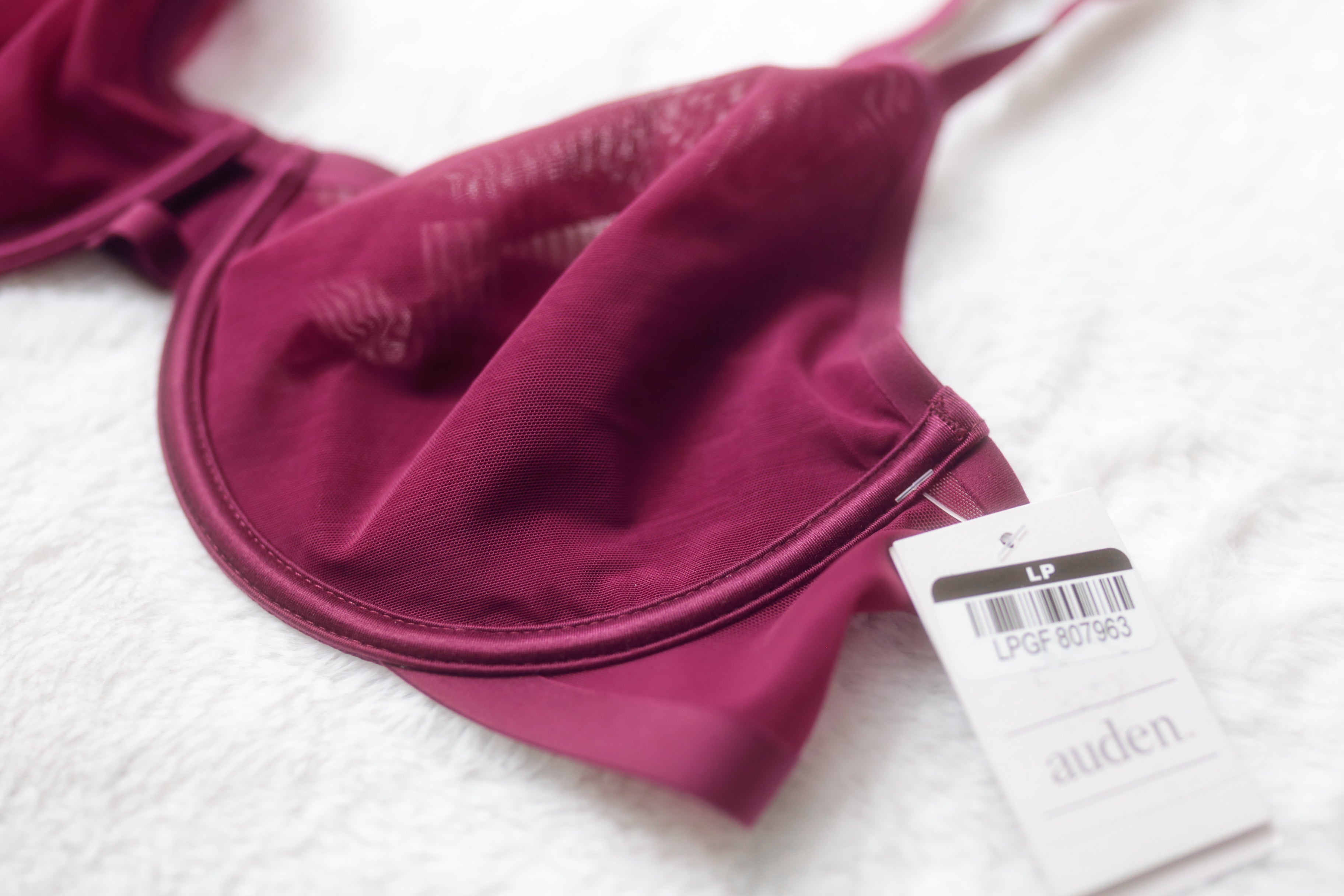 Auden 36C Unlined Demi Underwire Bra Dark Purple NEW