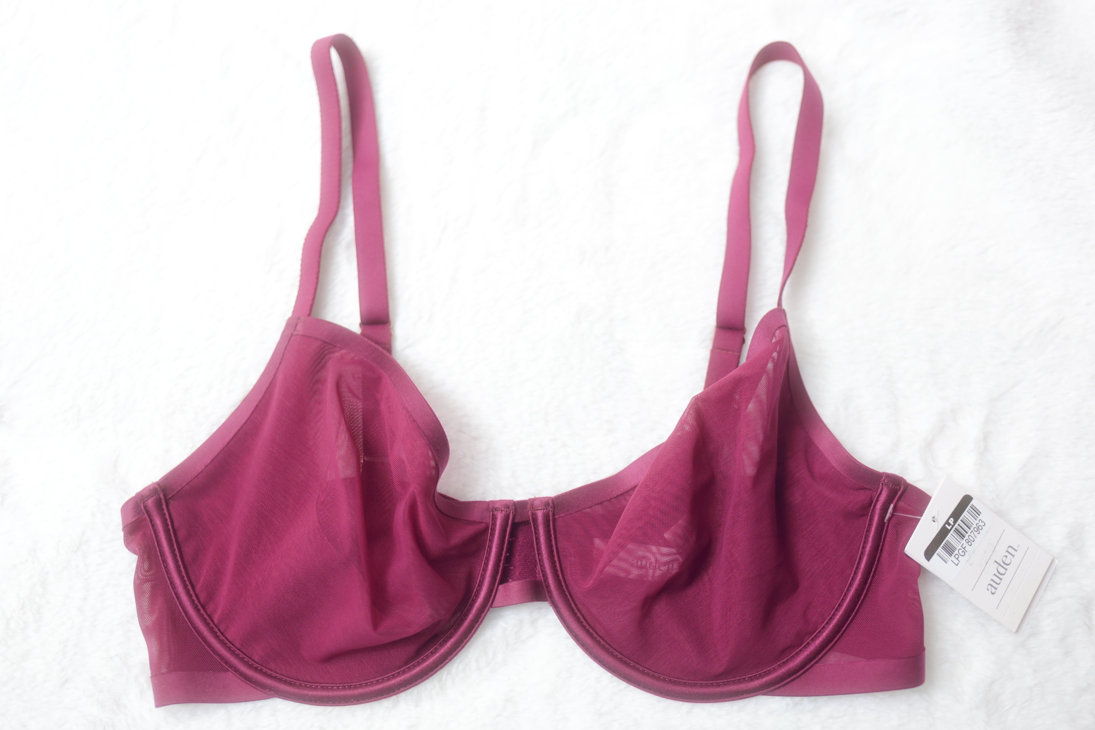 Auden 36C Unlined Demi Underwire Bra Dark Purple NEW