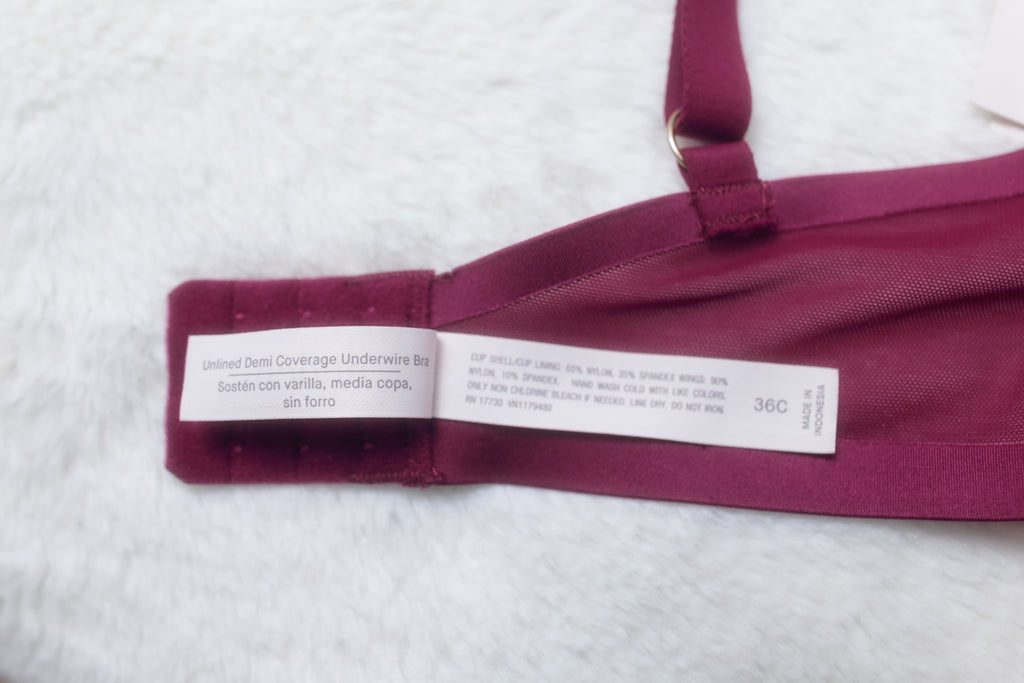 Auden 36C Unlined Demi Underwire Bra Dark Purple NEW