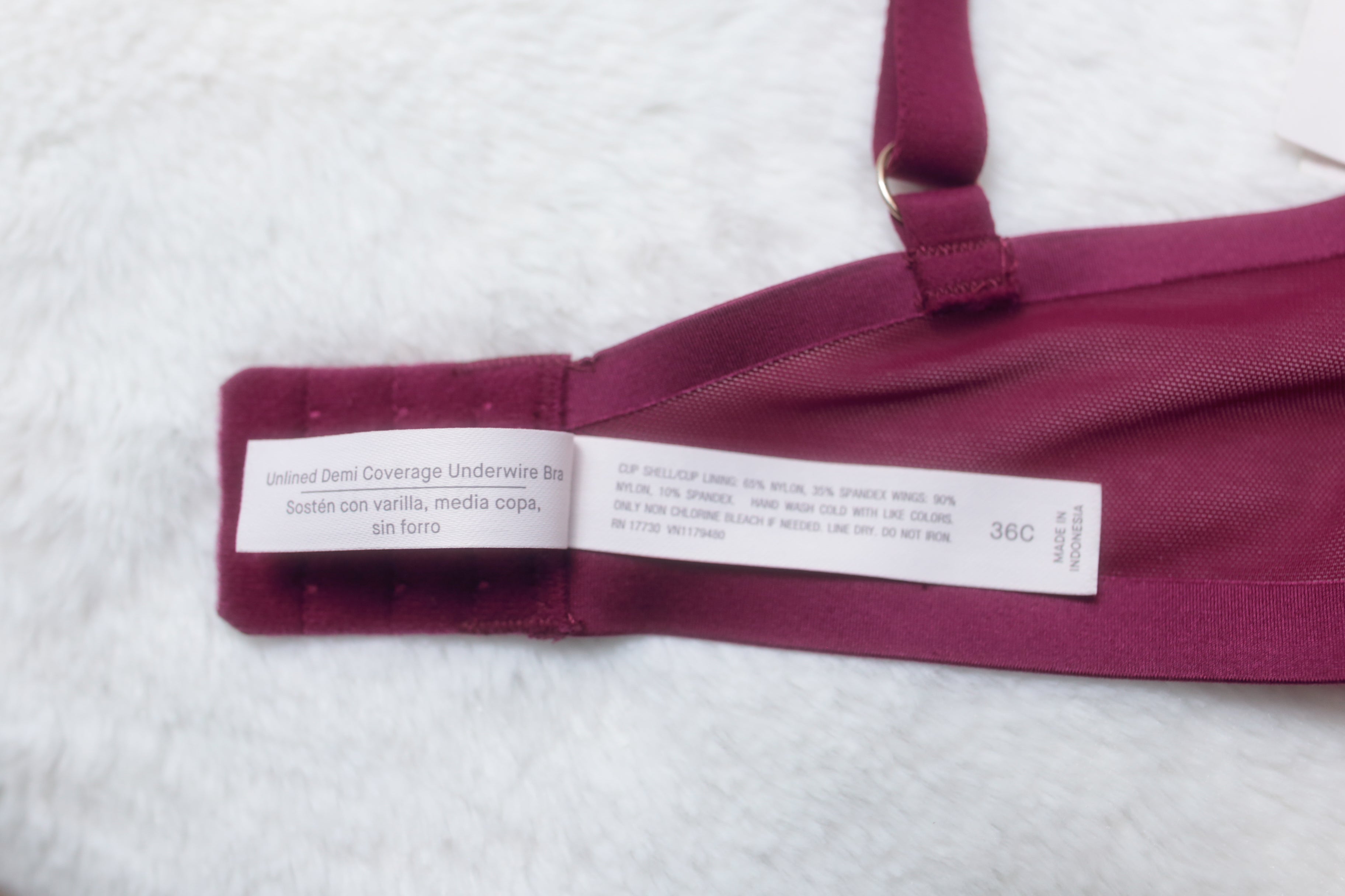 Auden 36C Unlined Demi Underwire Bra Dark Purple NEW