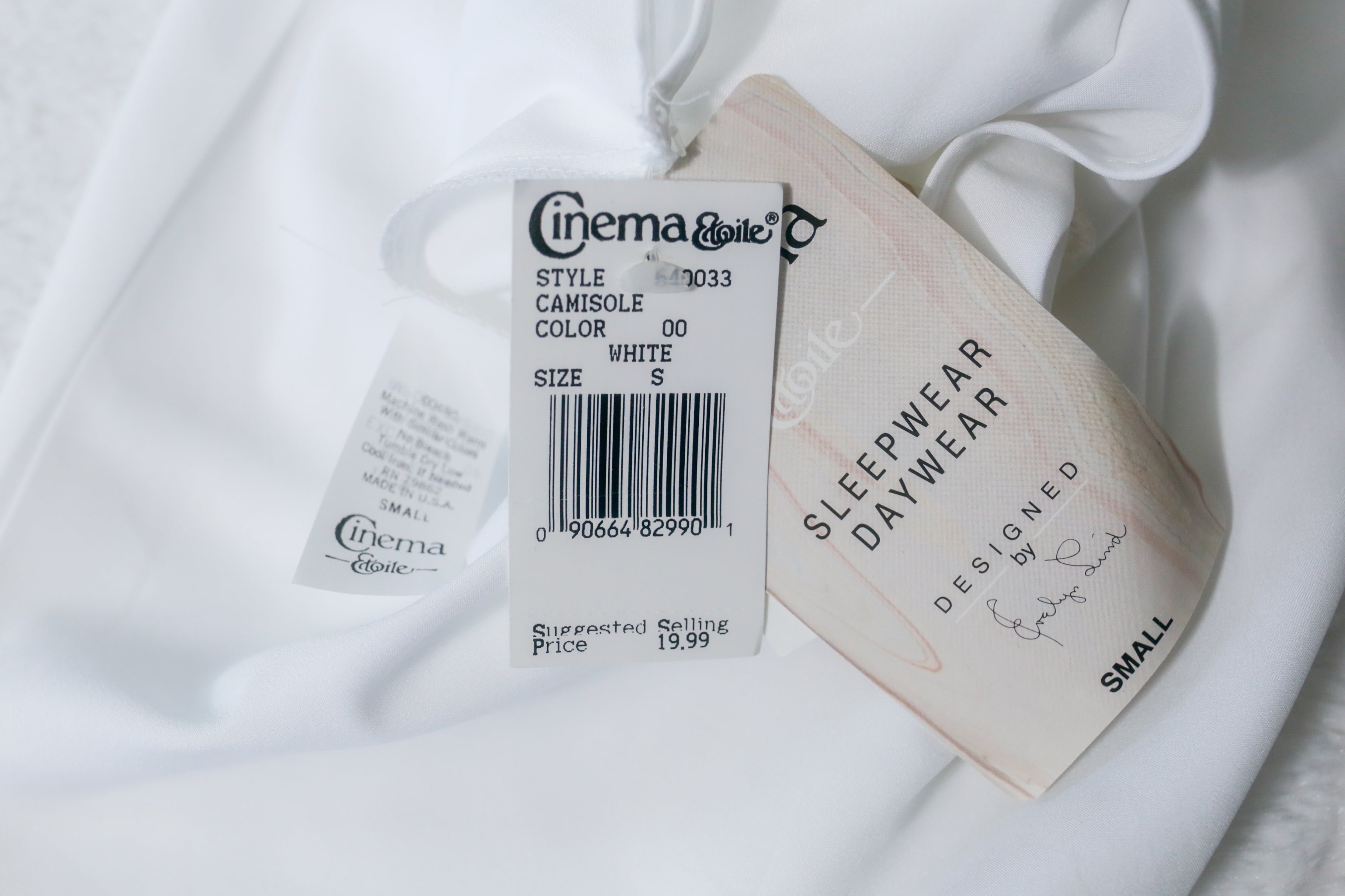 Cinema Etoile Eyelet Cami Chemise Lingerie White Satin and Lace: Size Small NEW