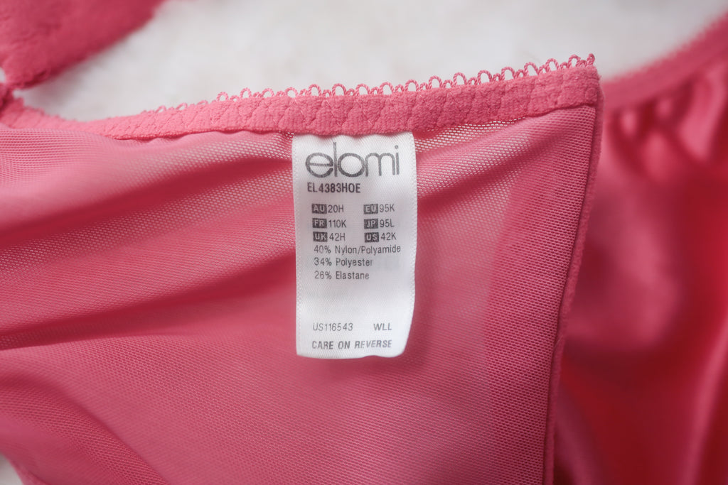 Elomi US 42K UK 42H EL4383 Charley Stretch Lace Plunge Underwire Full-coverage Bra Pink