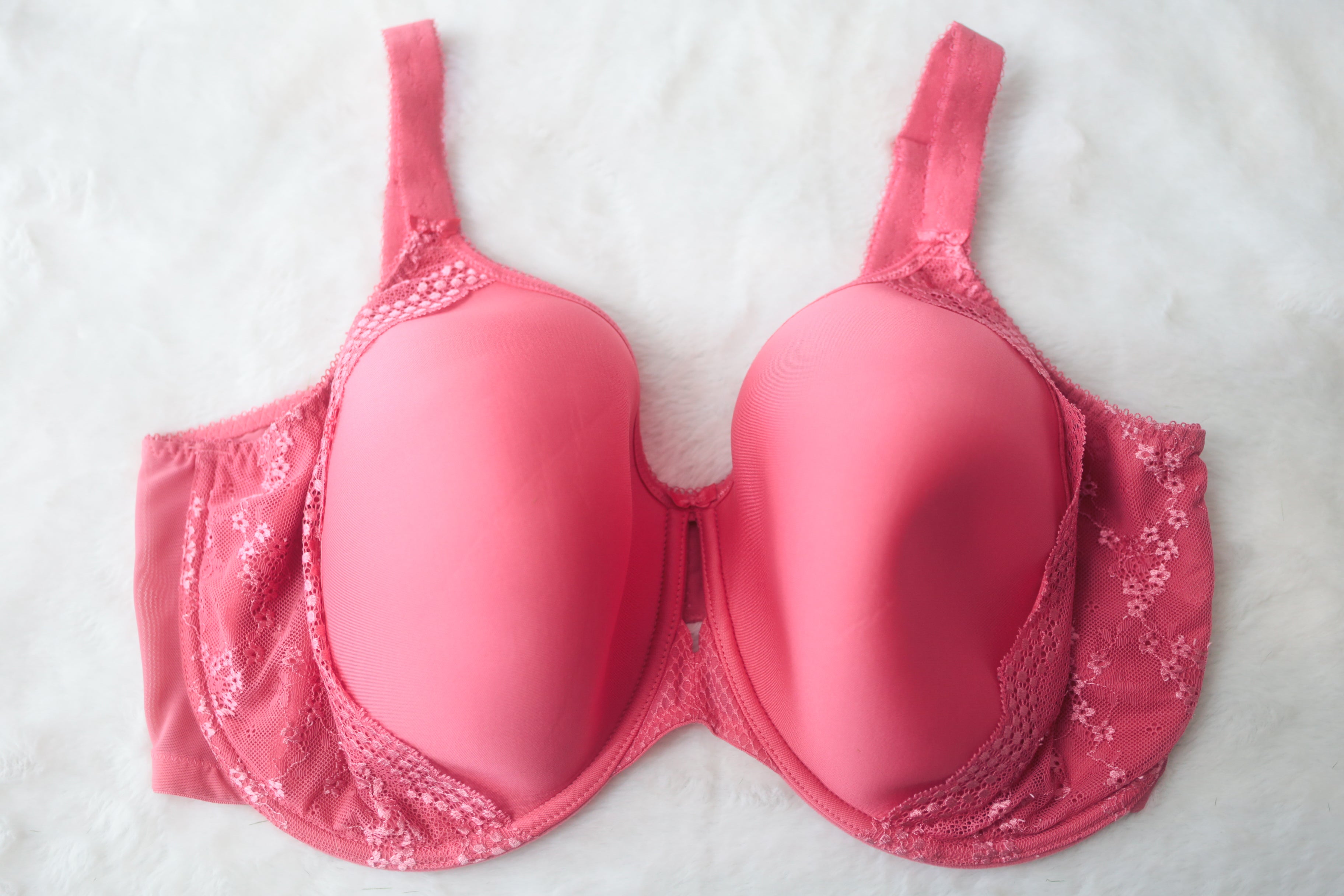 Elomi US 42K UK 42H EL4383 Charley Stretch Lace Plunge Underwire Full-coverage Bra Pink