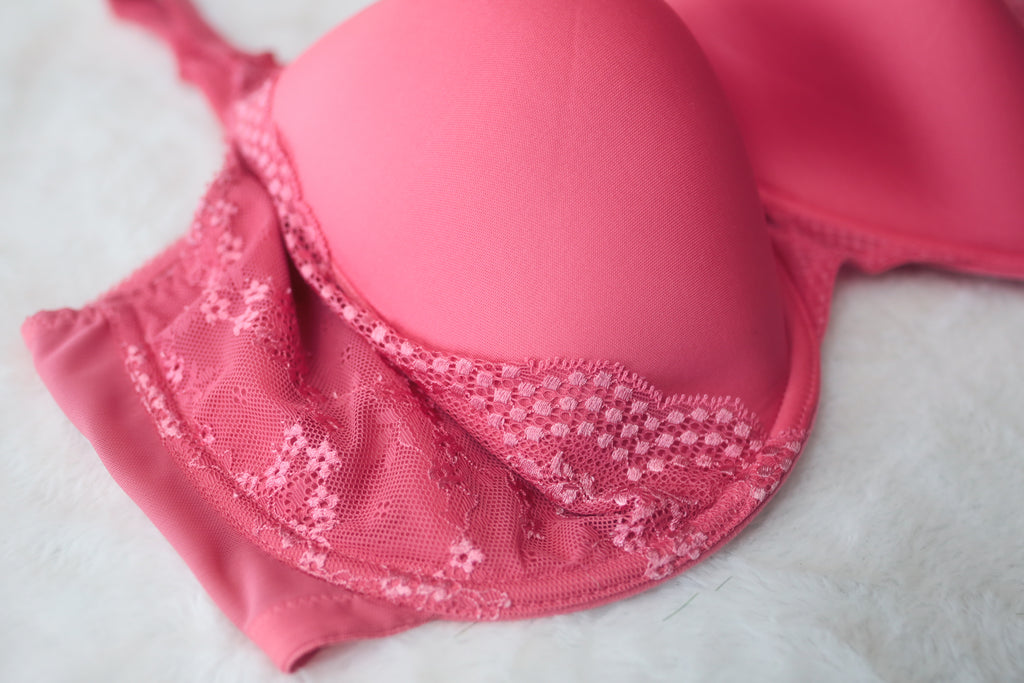 Elomi US 42K UK 42H EL4383 Charley Stretch Lace Plunge Underwire Full-coverage Bra Pink