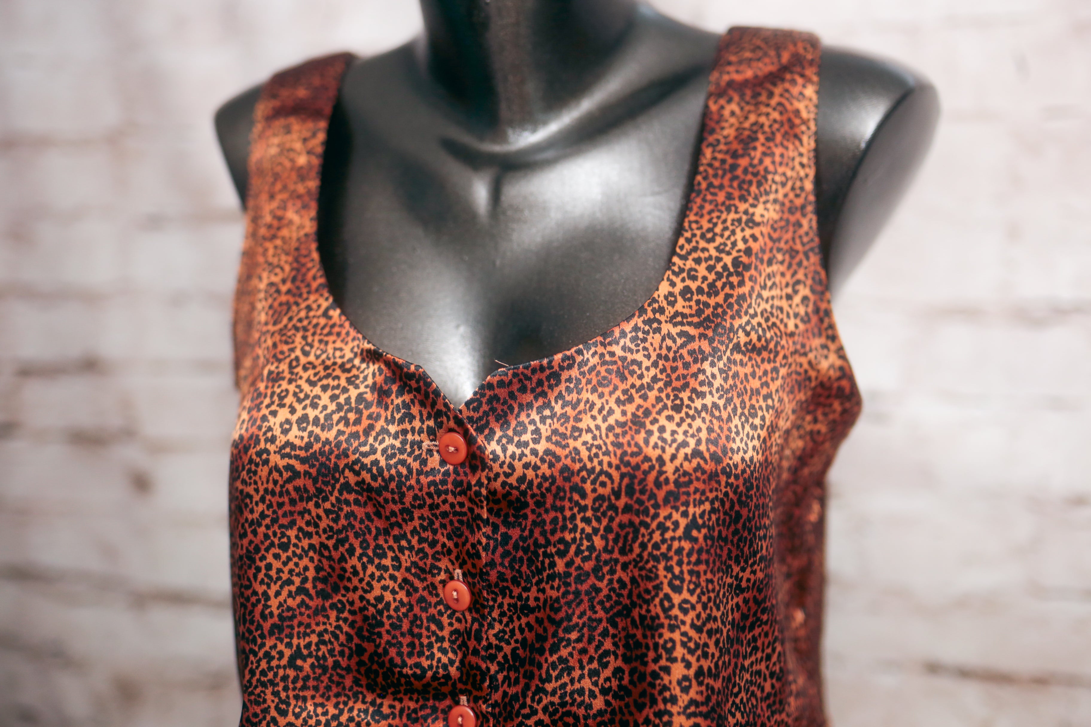 Victoria's Secret Vintage 90s Satin Sleep Top Shorts Set Leopard Cheetah Print Small