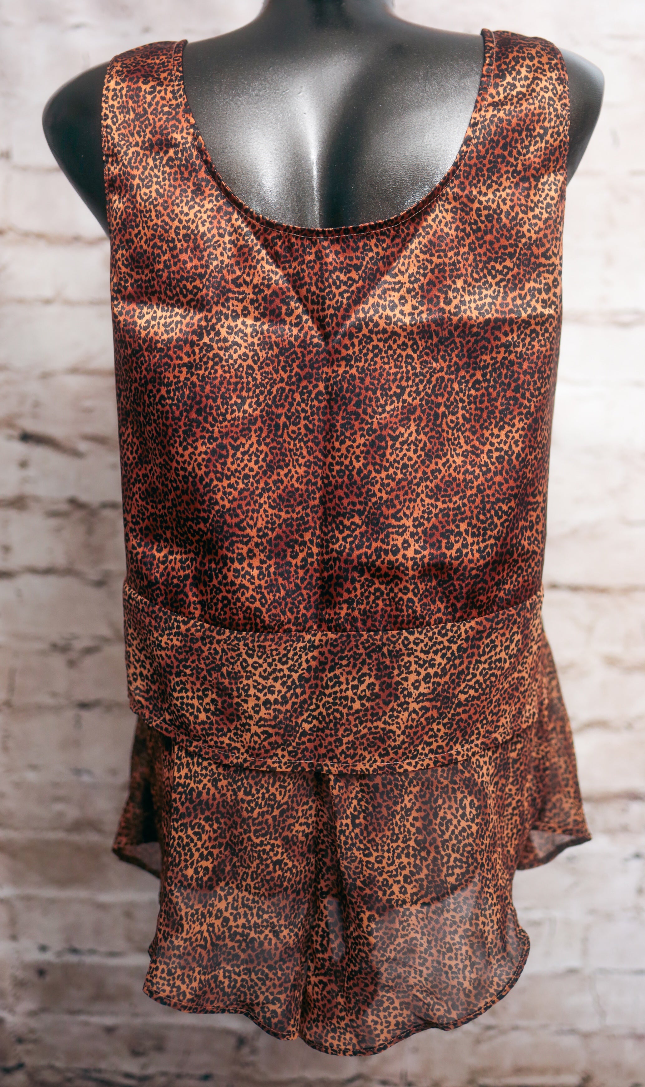 Victoria's Secret Vintage 90s Satin Sleep Top Shorts Set Leopard Cheetah Print Small