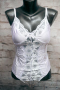 Haute Monde Teddy Bodysuit Lingerie Pink Satin Lace Small