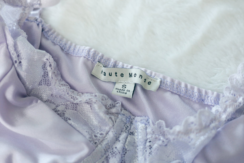 Haute Monde Teddy Bodysuit Lingerie Pink Satin Lace Small