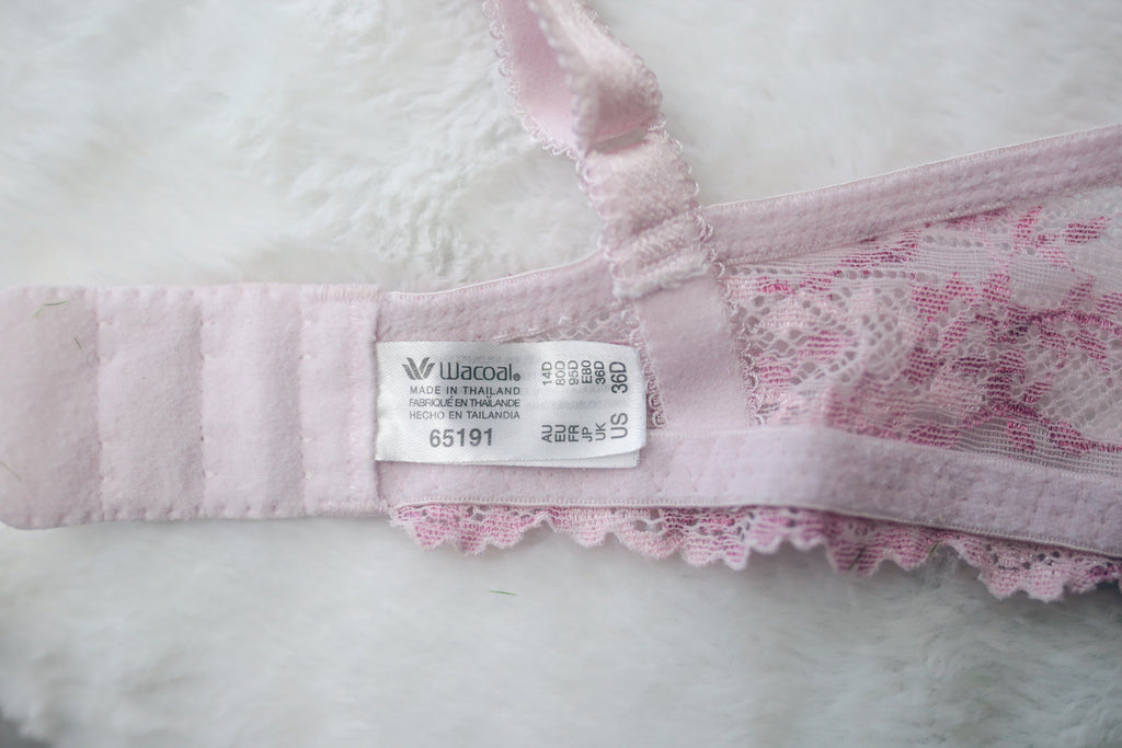 Wacoal 36D Embrace Lace 65191 Unlined Embroidered Underwire Bra Pink