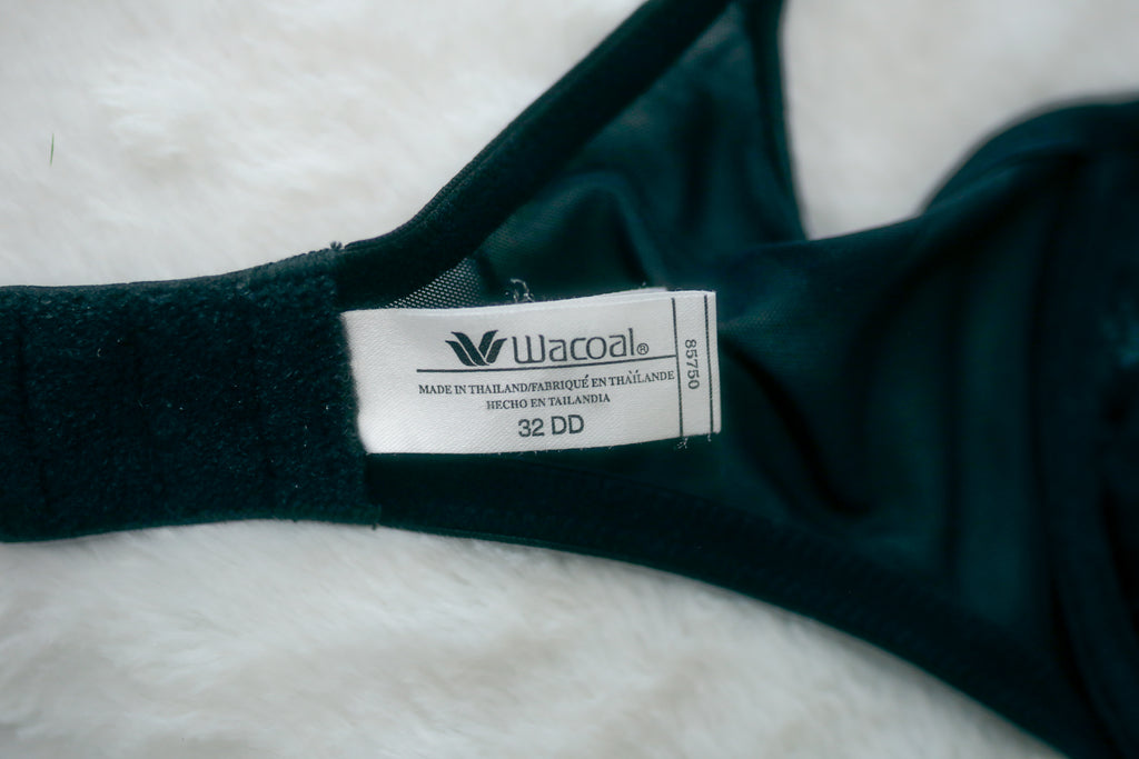 Wacoal 32DD 85750 Pure Inspiration Lace Minimizer Underwire Unpadded Bra Black