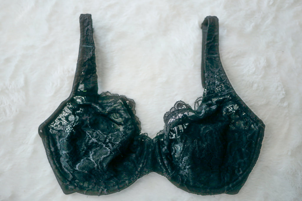 Wacoal 32DD 85750 Pure Inspiration Lace Minimizer Underwire Unpadded Bra Black