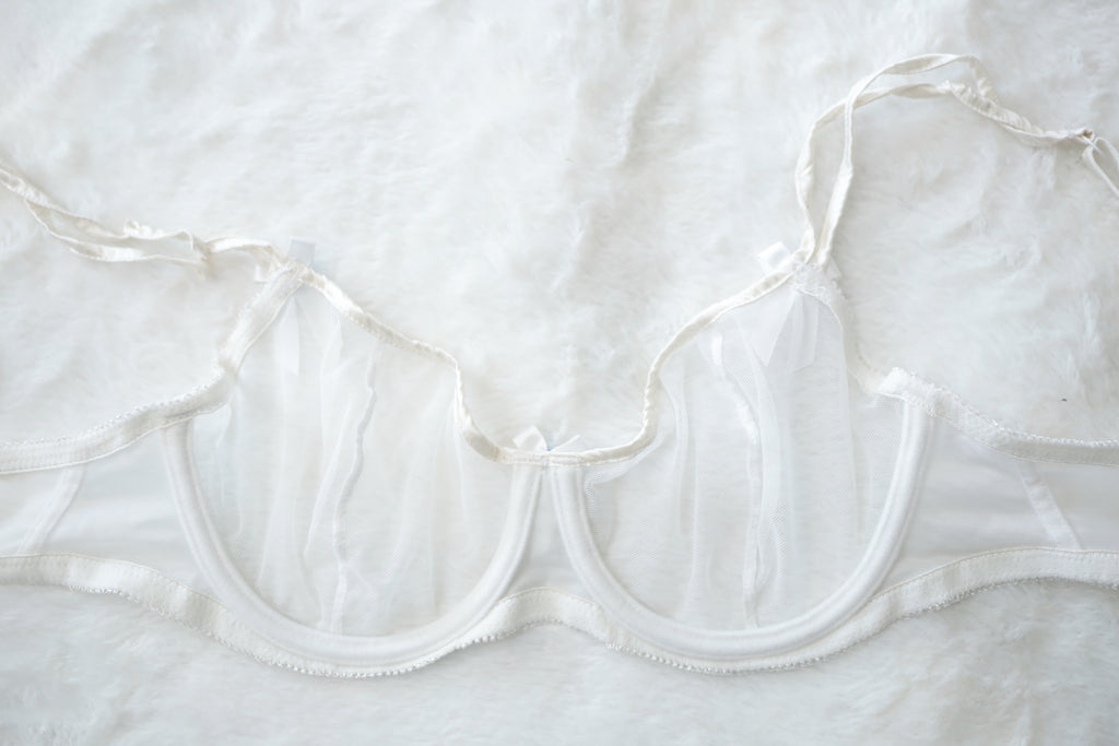 Jezebel 32D Demi Sheer Unpadded Bra White