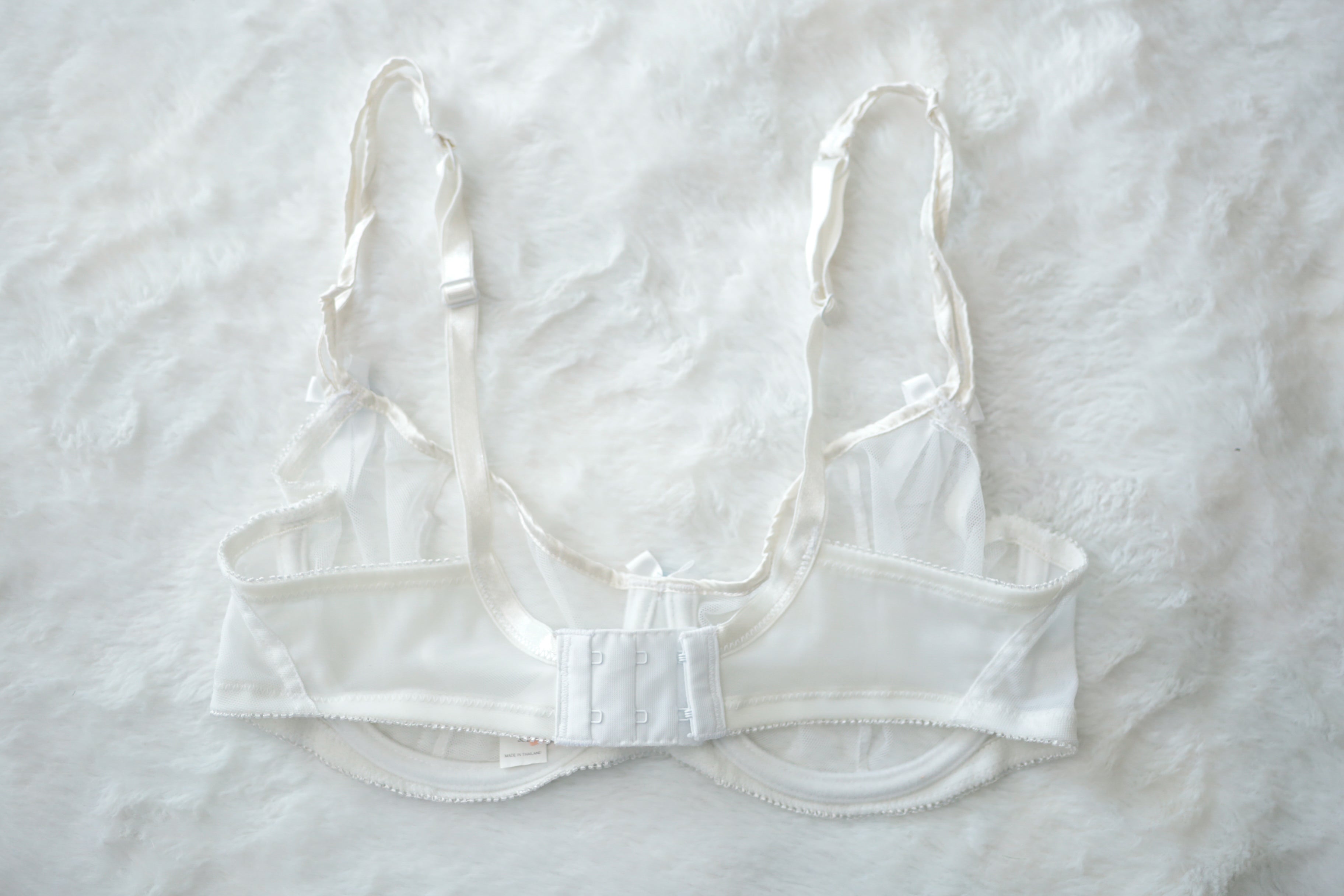 Jezebel 32D Demi Sheer Unpadded Bra White