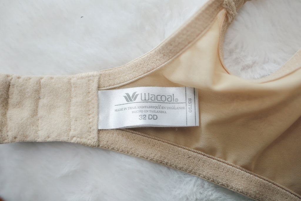 Wacoal 32DD 85750 Pure Inspiration Lace Minimizer Underwire Unpadded Bra Beige Nude