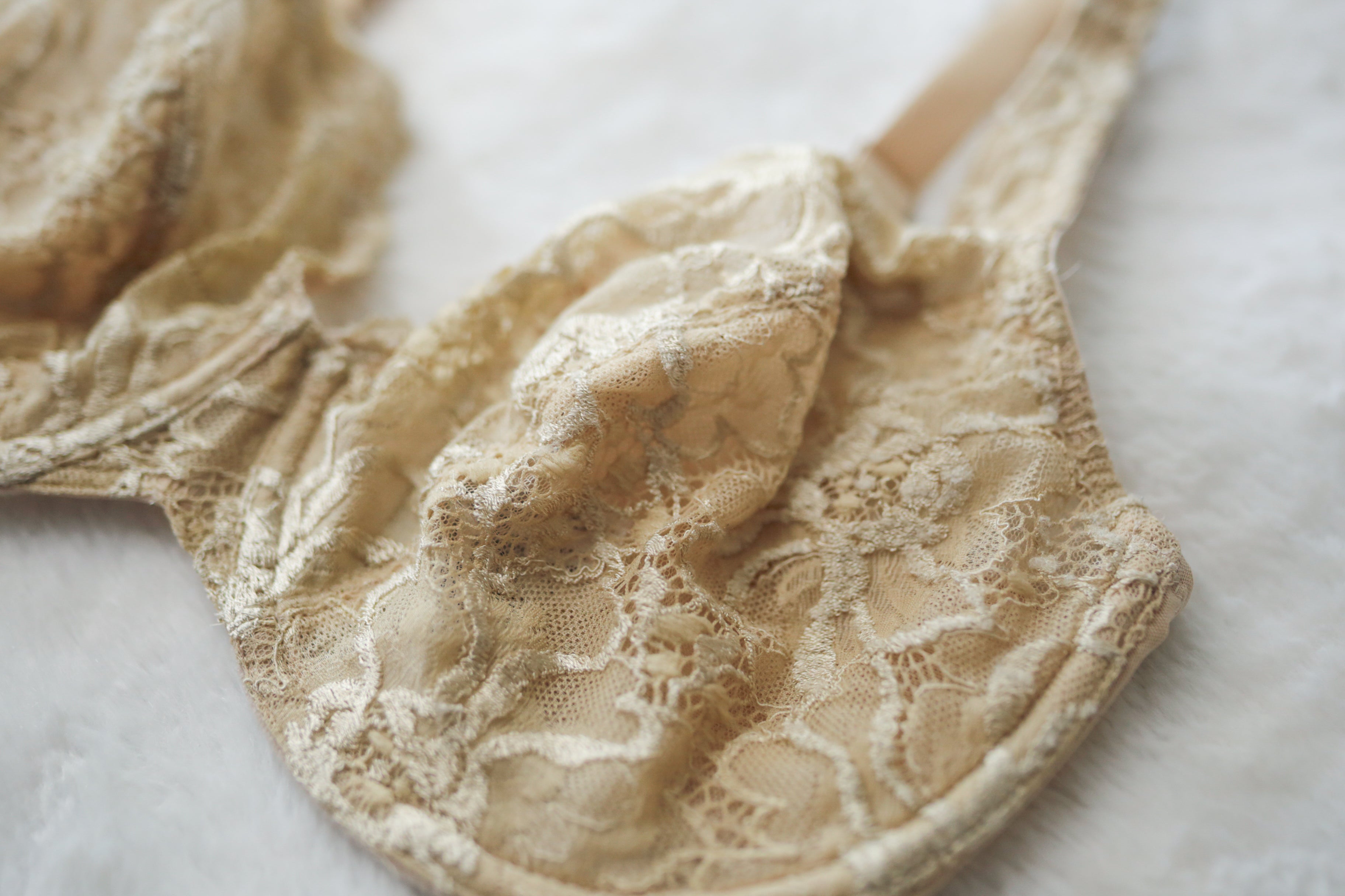 Wacoal 32DD 85750 Pure Inspiration Lace Minimizer Underwire Unpadded Bra Beige Nude