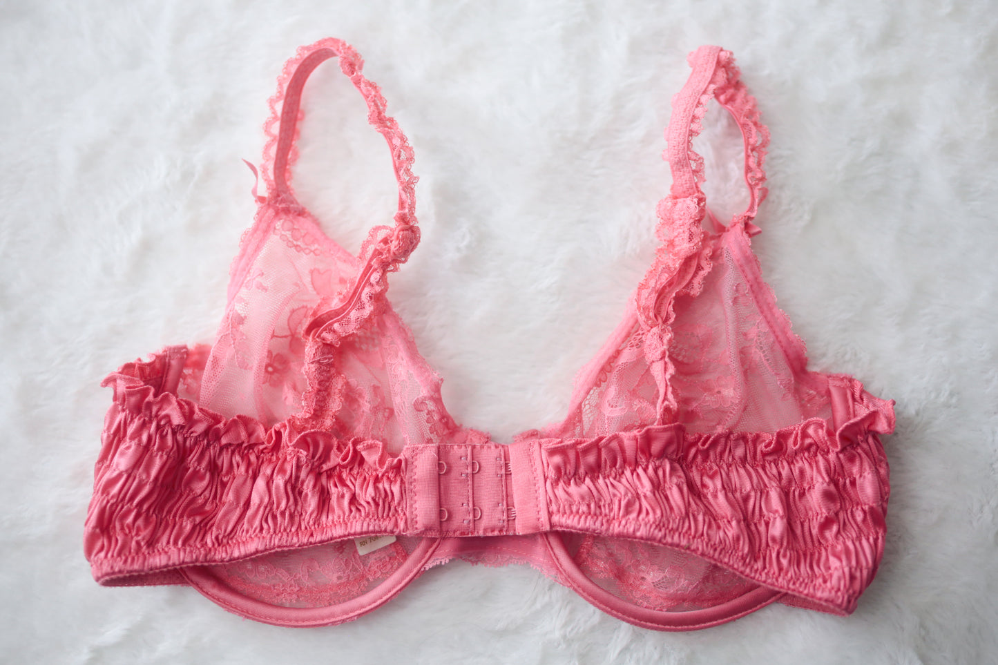 Victoria's Secret 36C Vintage Gold Tag Demi Sheer Unpadded Bra Pink Lace