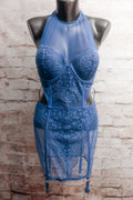 Victoria's Secret 36C Push-up Corset Bustier Lingerie Blue NEW