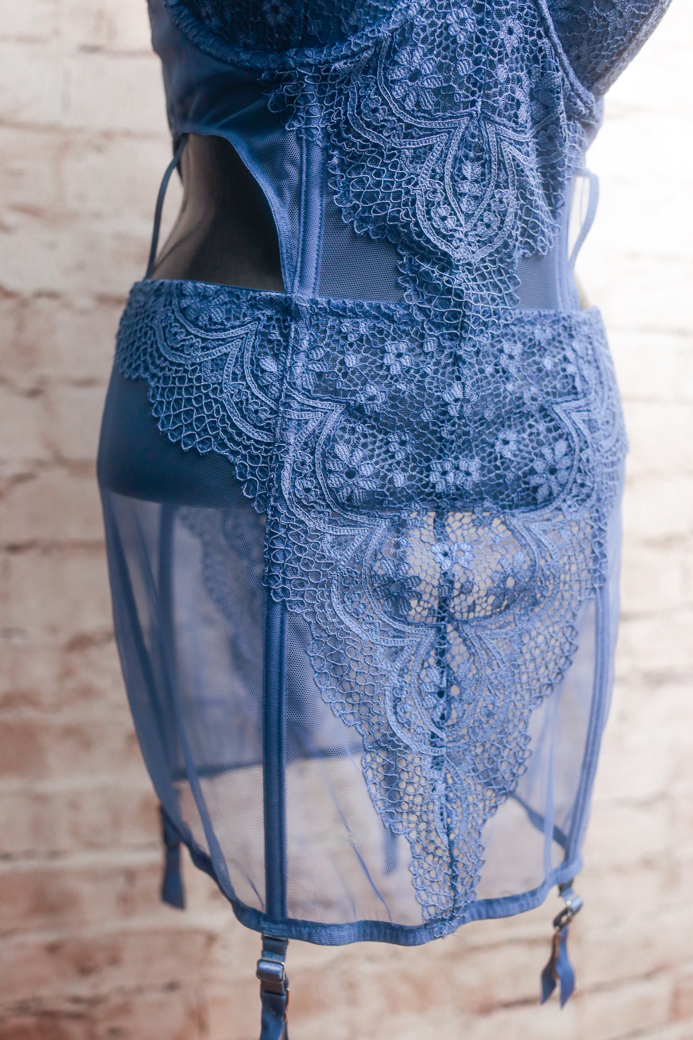 Victoria's Secret 36C Push-up Corset Bustier Lingerie Blue NEW