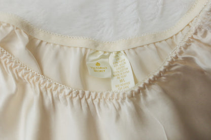 Victoria's Secret Vintage Gold Label Silk High Cut Panties M/L 6 7 Ivory