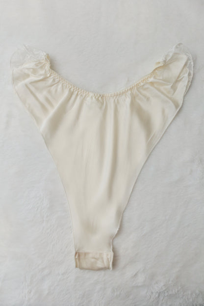 Victoria's Secret Vintage Gold Label Silk High Cut Panties M/L 6 7 Ivory