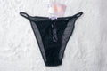 Savage X Fenty Sheer Polka Dot String Bikini Panties Medium Black NEW