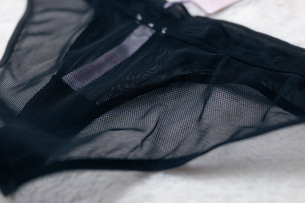 Savage X Fenty Sheer Mesh Bikini Panties Large Black NEW