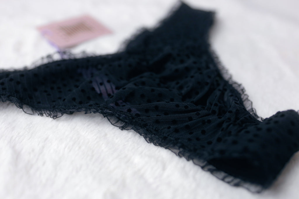 Savage X Fenty Sheer Polka Dot Brazilian Panties Medium Black NEW