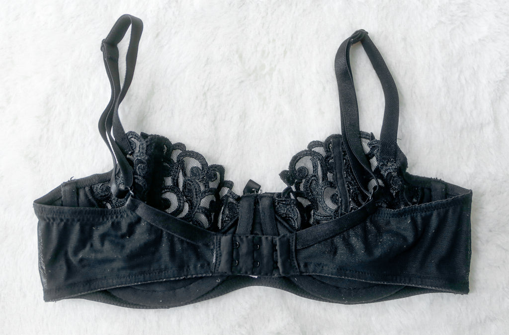 Victoria's Secret Vintage 34C Sheer Push-up without Padding Bra Black Lace