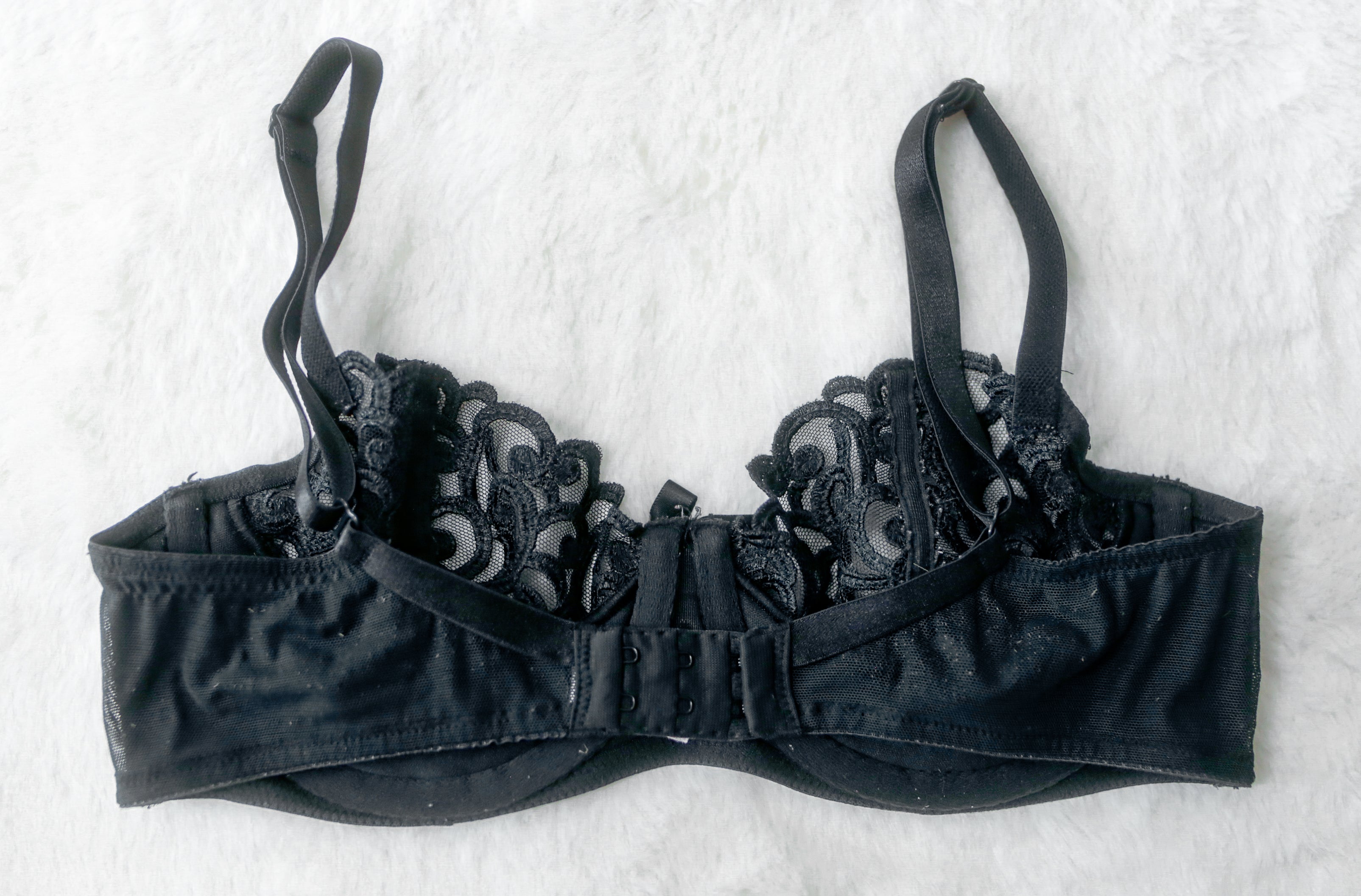 Victoria's Secret Vintage 34C Sheer Push-up without Padding Bra Black Lace