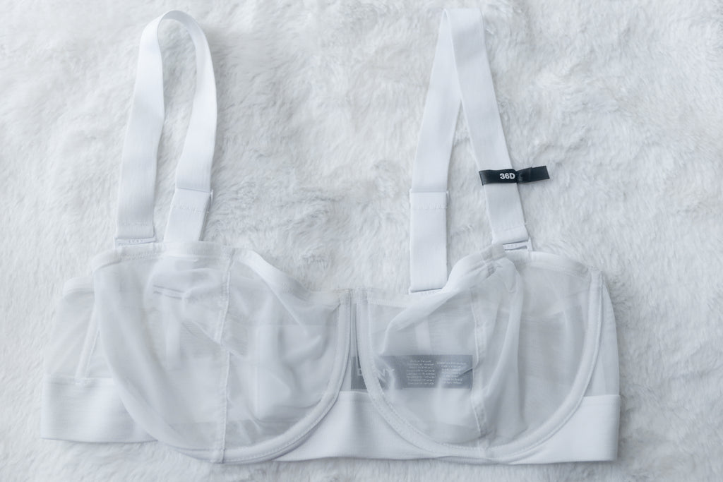 DKNY 36D Sheers Unlined Mesh Balconette Sheer Convertible Bra White NEW