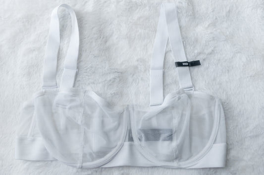 DKNY 36D Sheers Unlined Mesh Balconette Sheer Convertible Bra White NEW