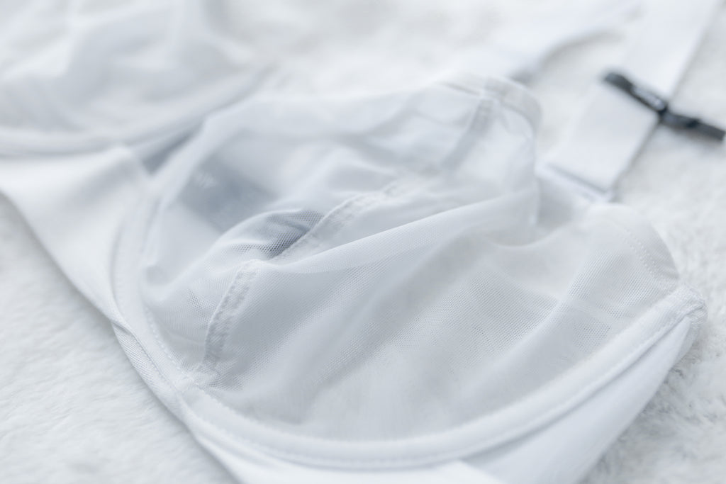 DKNY 36D Sheers Unlined Mesh Balconette Sheer Convertible Bra White NEW