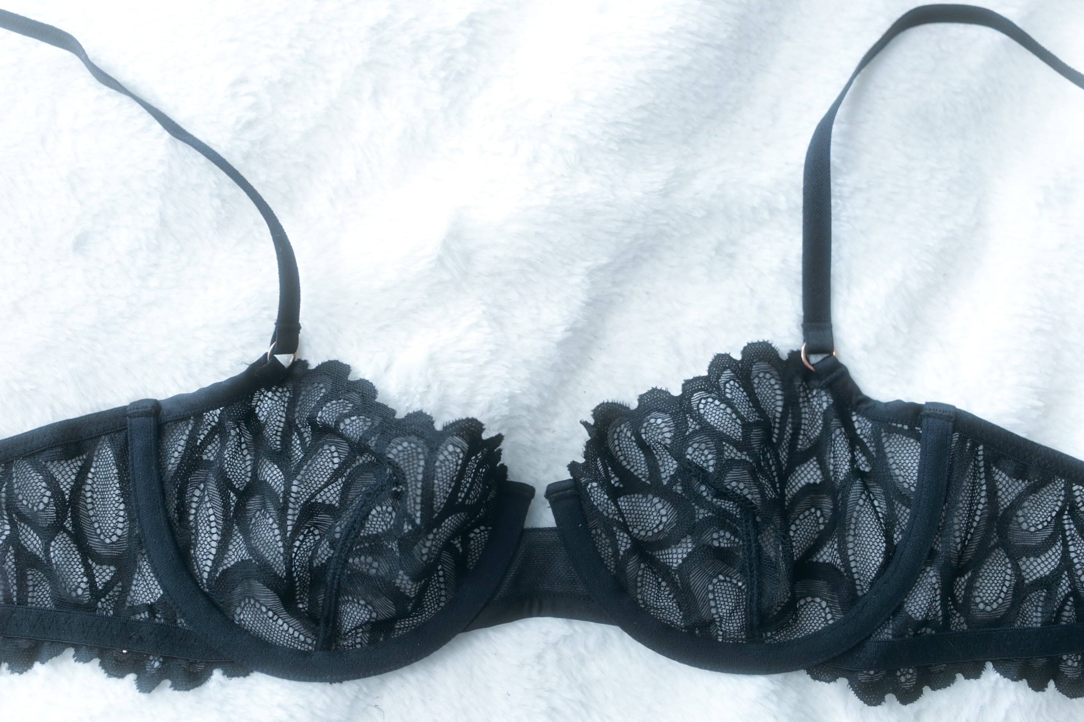 Savage X Fenty 32C Sheer Unlined Lace Balconette Bra Black NEW