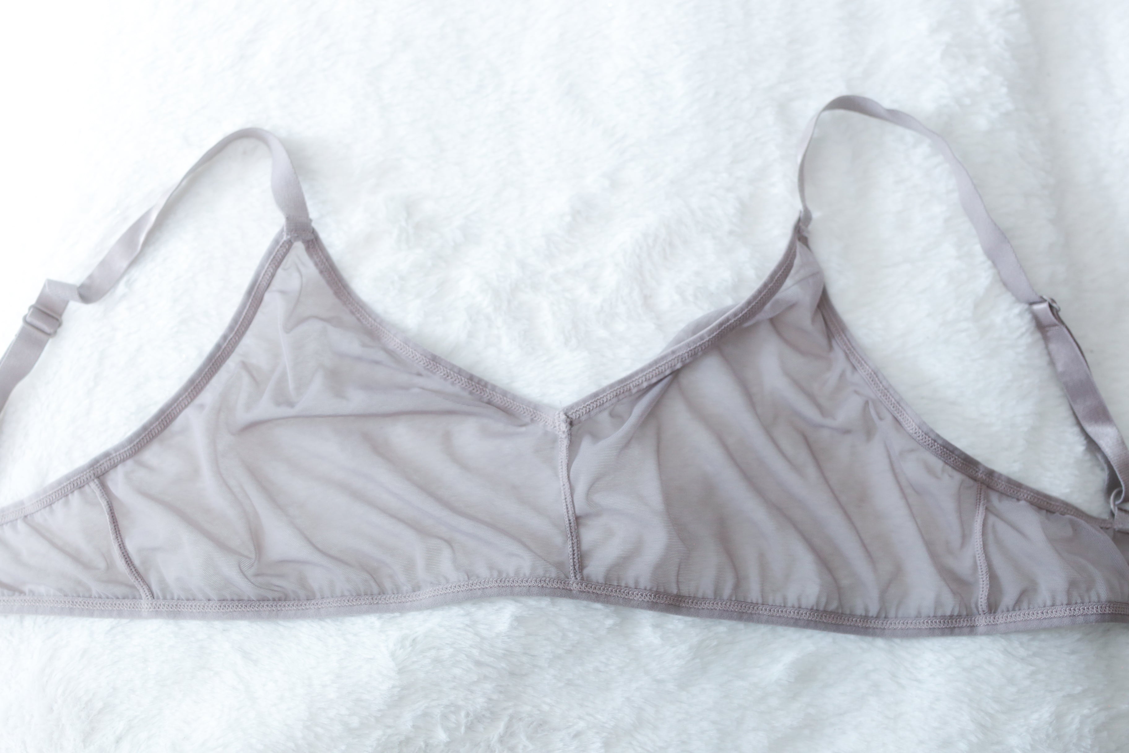 Blush The Mesh Sheer Unlined Wireless Lounge Bralette Gray Large