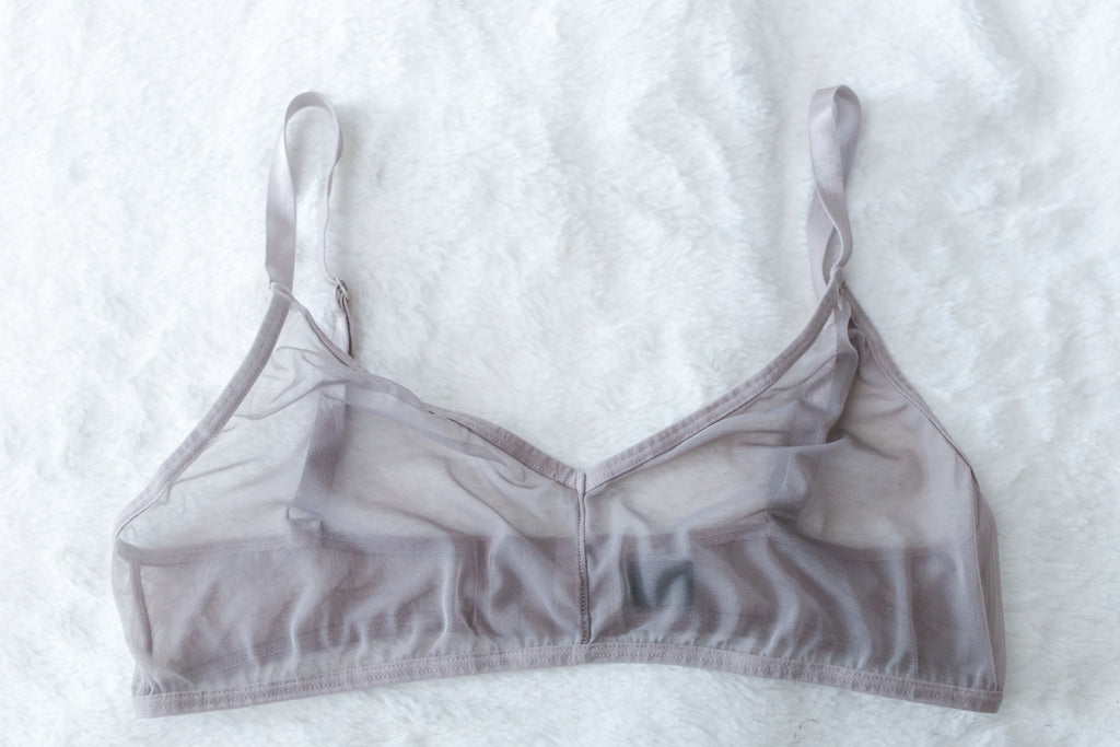 Blush The Mesh Sheer Unlined Wireless Lounge Bralette Gray Large