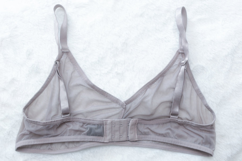Blush The Mesh Sheer Unlined Wireless Lounge Bralette Gray Large