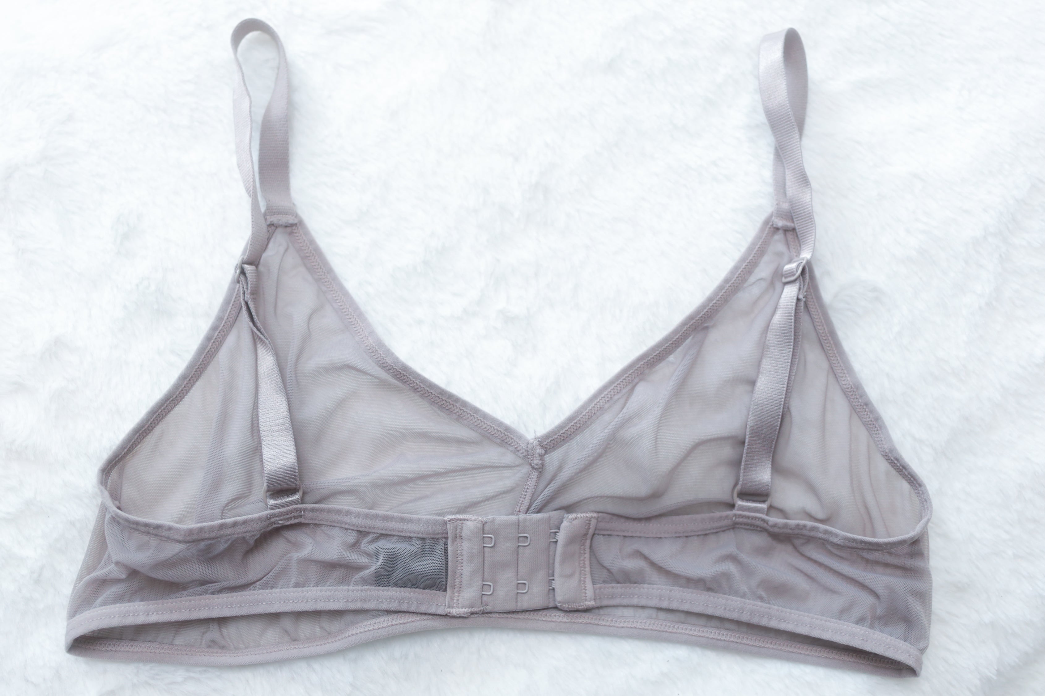 Blush The Mesh Sheer Unlined Wireless Lounge Bralette Gray Large