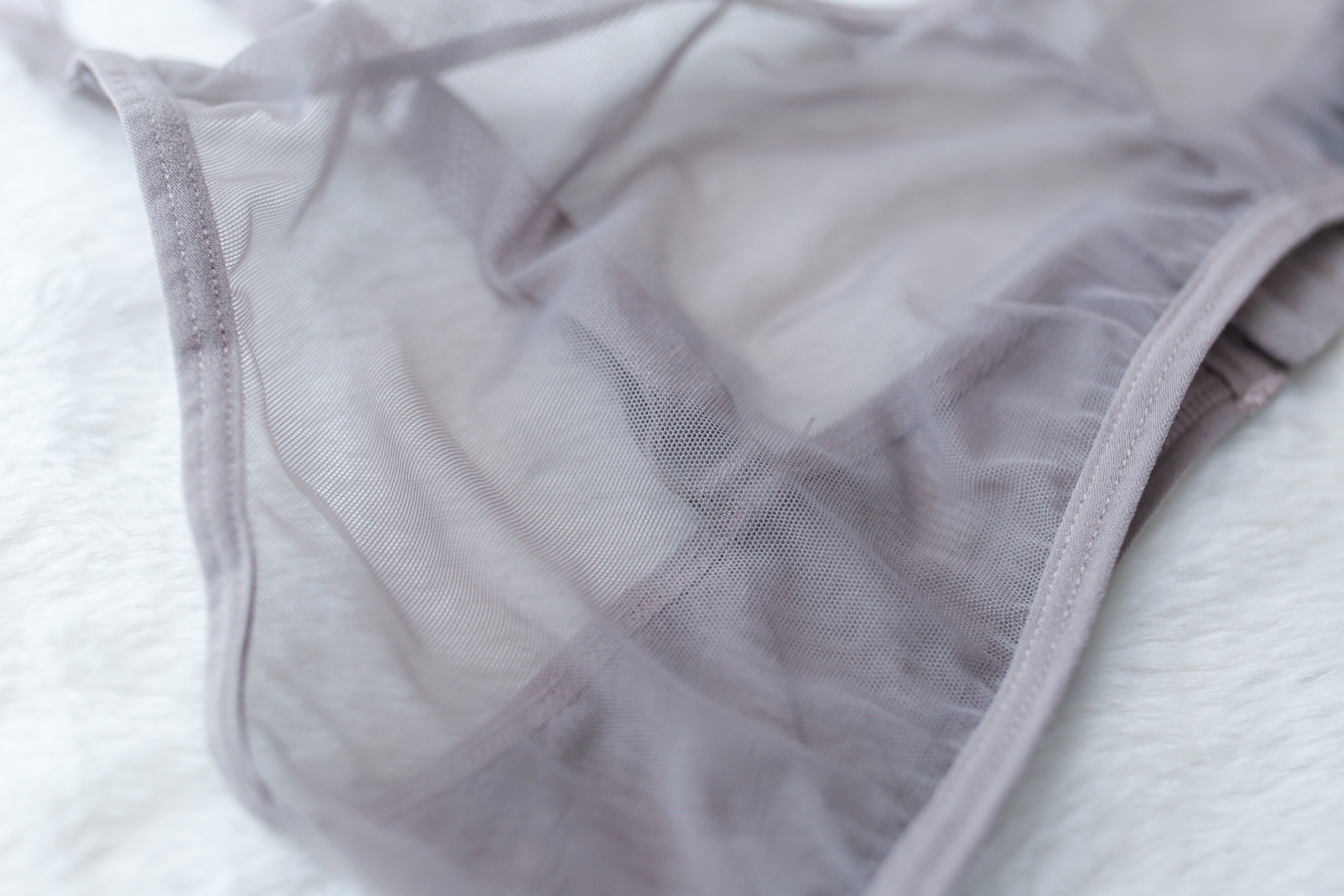 Blush The Mesh Sheer Unlined Wireless Lounge Bralette Gray Large