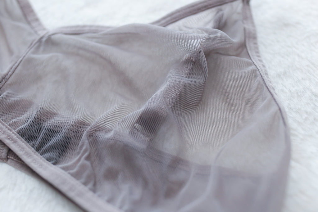 Blush The Mesh Sheer Unlined Wireless Lounge Bralette Gray Large