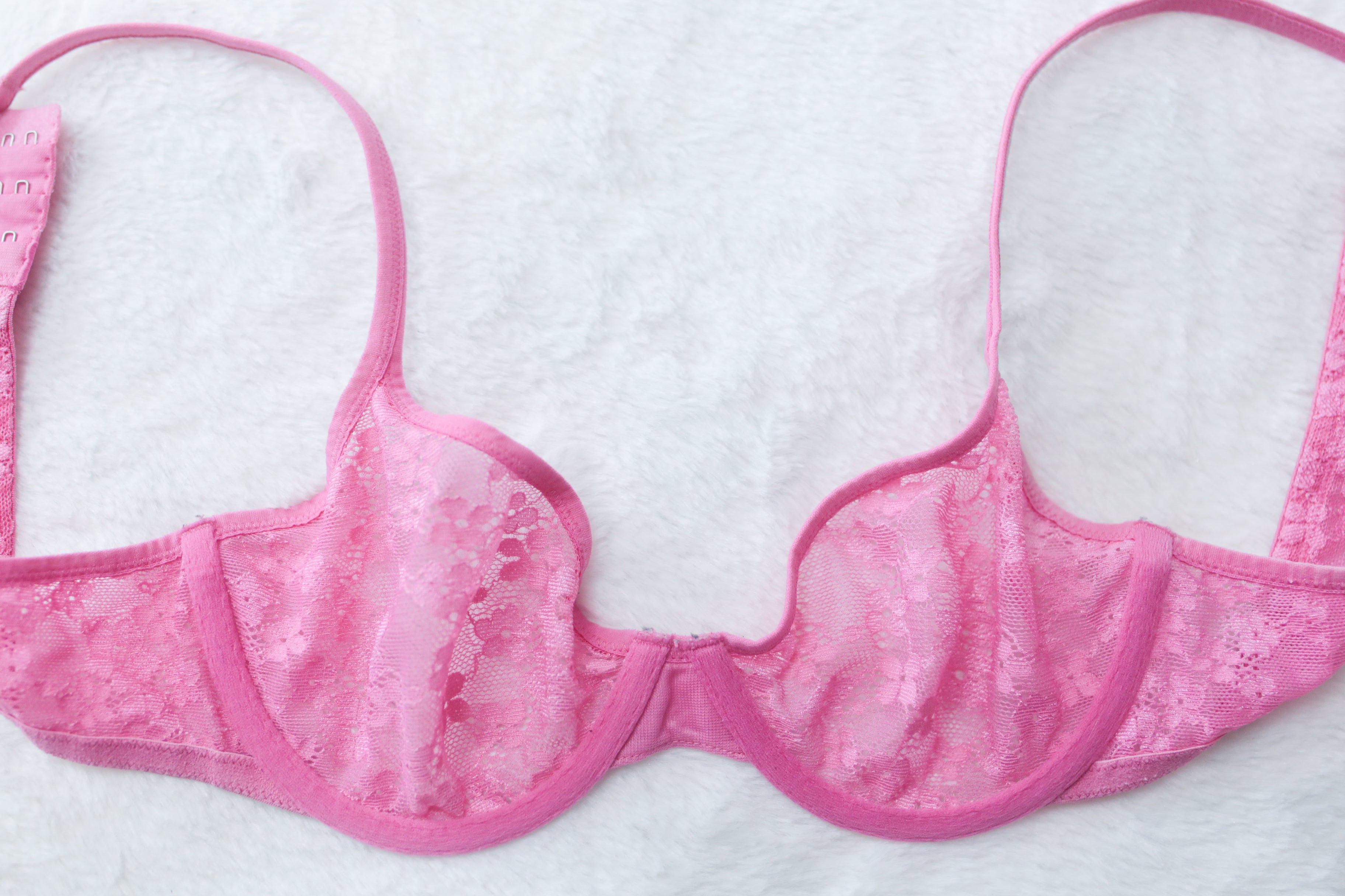 Pink by Victoria's Secret 34A Unlined Demi Sheer Lace Underwire Bra Pink