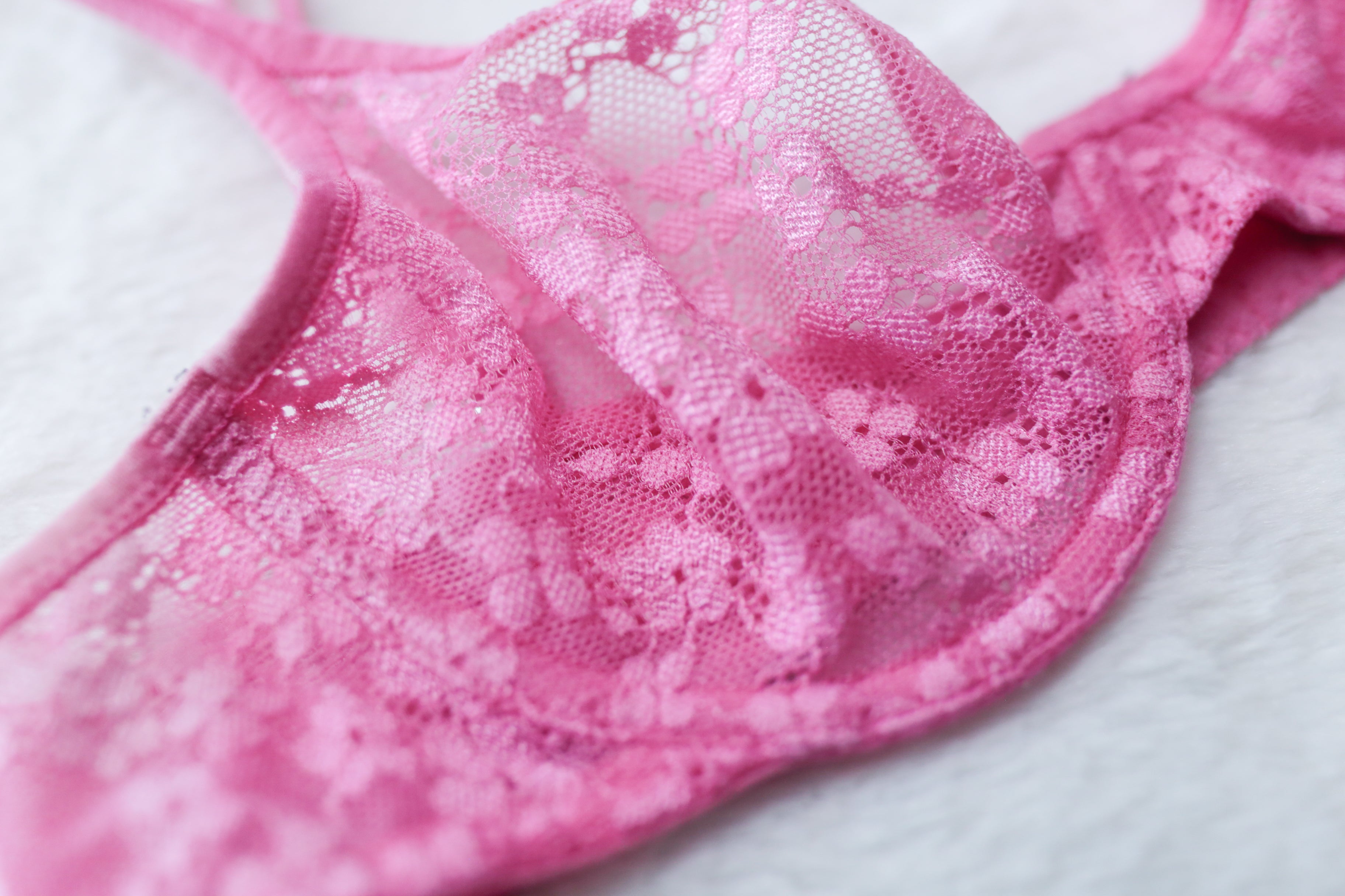 Pink by Victoria's Secret 34A Unlined Demi Sheer Lace Underwire Bra Pink