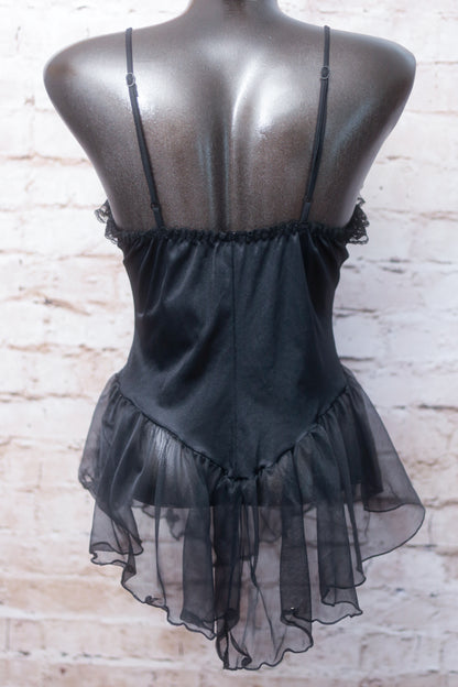 Vintage Sheer Black Victorian Witchy Goth Chemise Babydoll Lingerie Medium