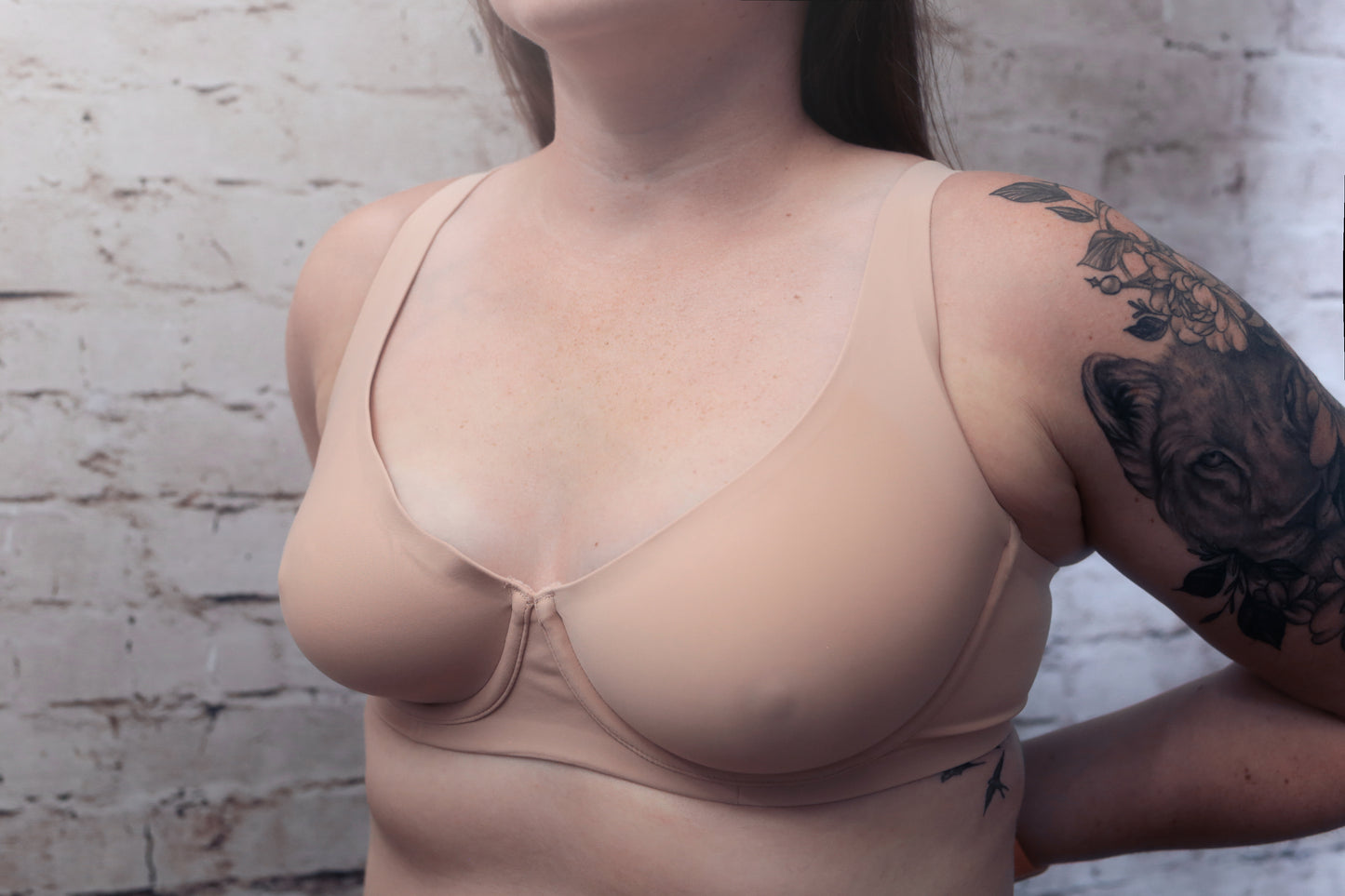 Soma Essentials 34D Unlined Scoop Balconette T-shirt Bra Beige Taupe