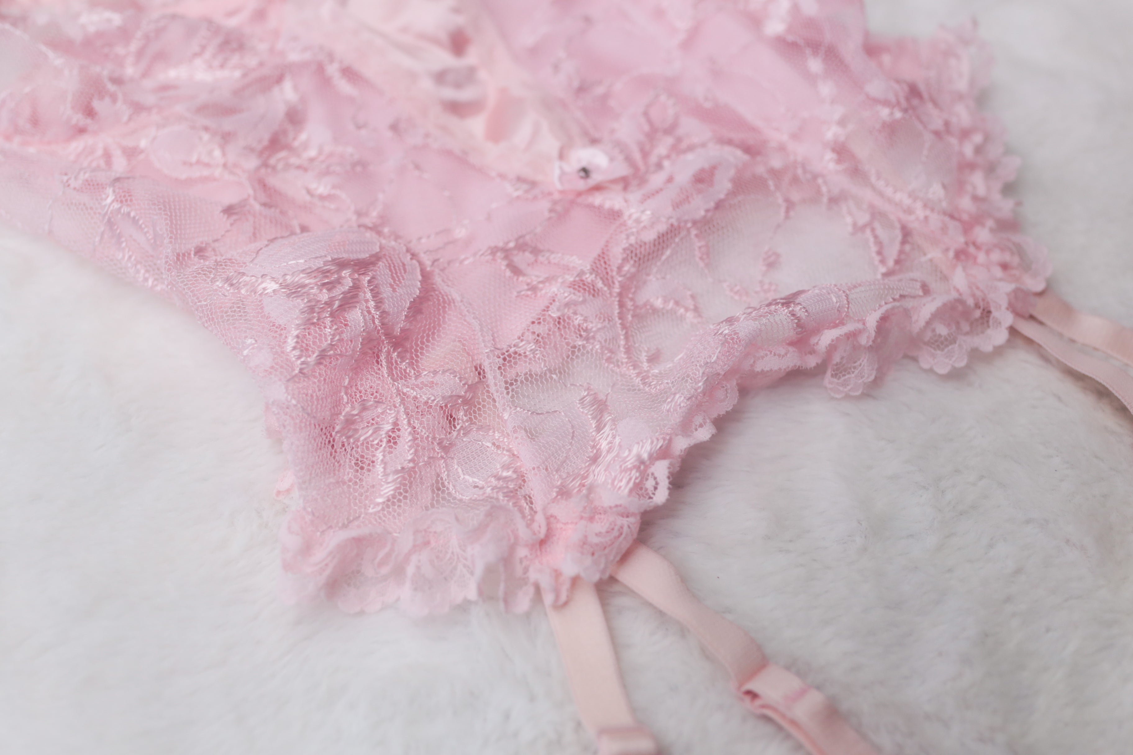 Faris Vintage Sheer Pink Victorian Garter Strap Chemise Babydoll Lingerie Medium