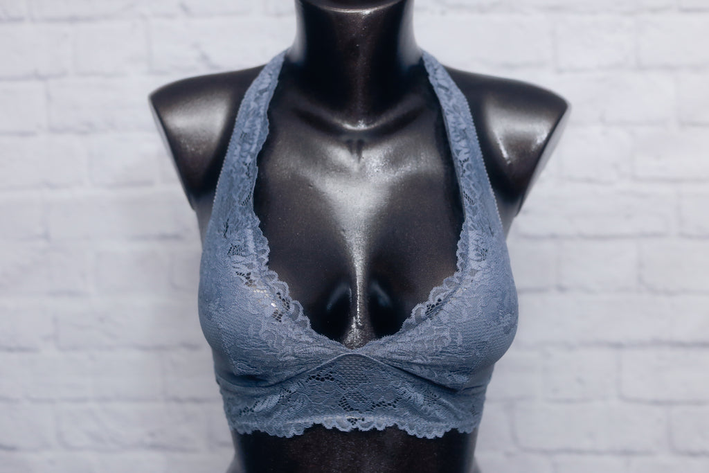 Maidenform Lined Lace Wireless Bralette Bra Small AA-C Cup Blue